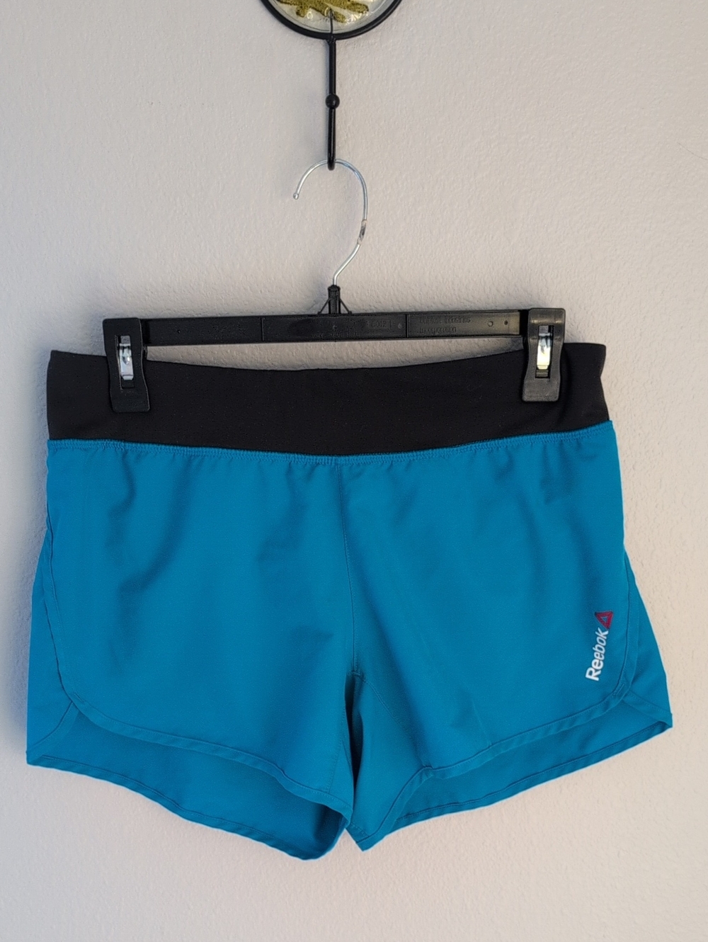 Reebok Women’s Blue Athletic Shorts with Black Waistband Small S